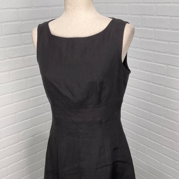 Talbots Dress Women 6 Black Irish Linen Fit Flare Classic‎ Casual Lagenlook - Picture 2 of 12